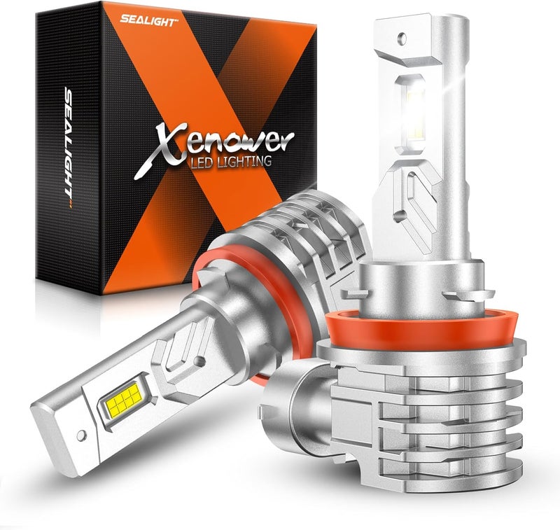 SEALIGHT H11 LED Fog Light Bulb 16000LM, 6000K White with Liquid-Cooled Copper Tube, H11/H16/H8 LED Fog Lights for Car, Trucks, Pack of 2 - Image 1